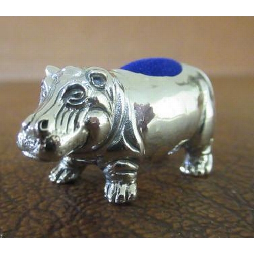 263 - SILVER HIPPO PIN CUSHION