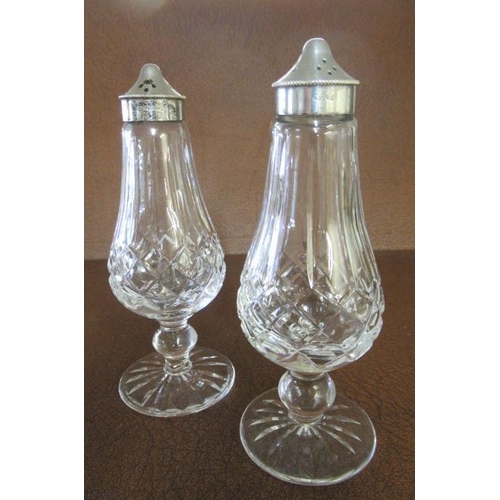 279 - PAIR OF SILVER MOUNTED CUT GLASS PEPPERETTES