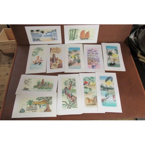 333 - SET OF FIFTEEN VIETNAMESE WATERCOLOUR AND PRINTED GREETINGS CARDS