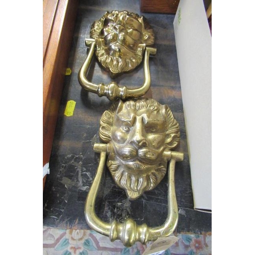 352 - PAIR OF BRASS LION DOOR KNOCKERS