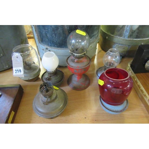 359 - SIX KEROSENE LAMPS