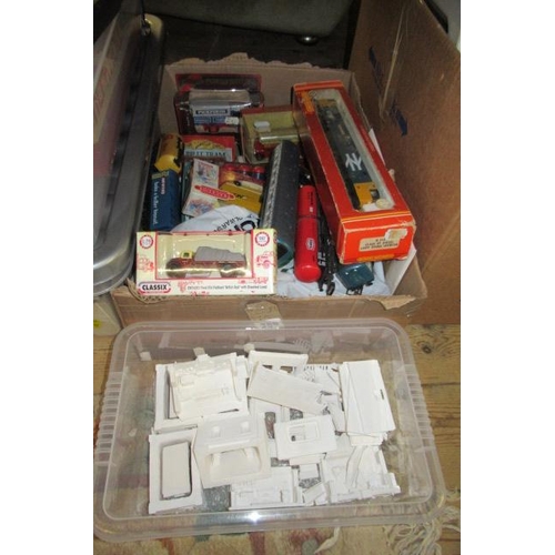 366 - TWO BOXES OF TOY TRAIN PARTS ETC