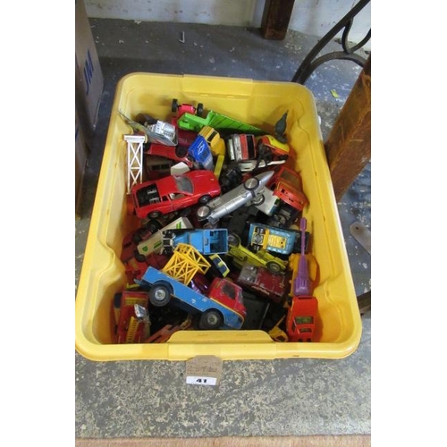 41 - BOX OF TOY CARS AND OTHER VEHICLES