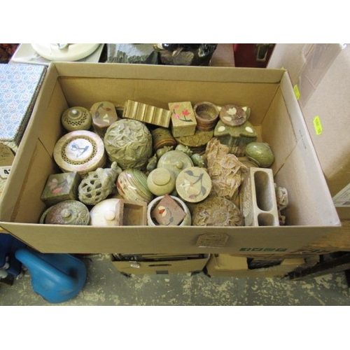 411 - BOX OF SOAPSTONE ITEMS