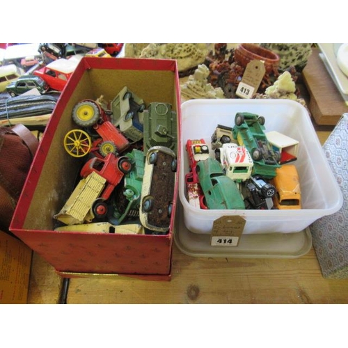 414 - TWO BOXES OF TOY VEHICLES