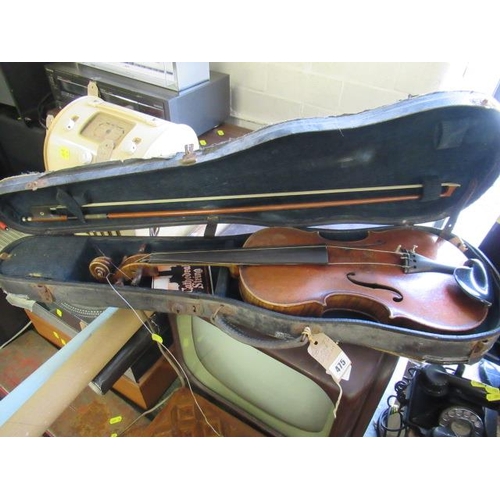 475 - CASED VIOLIN AND BOW