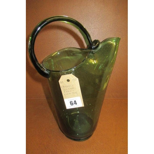 64 - VINTAGE EMPOLI GREEN GLASS JUG