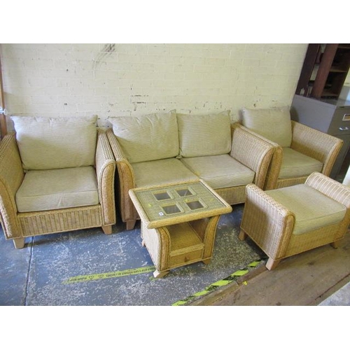 887 - RATTAN FIVE PIECE CONSERVATORY SUITE