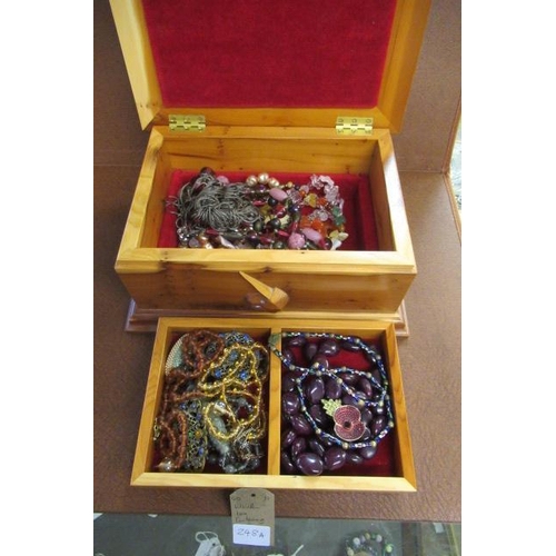 248A. - WOODEN BOX OF COSTUME JEWELLERY