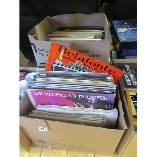 393 - TWO BOXES OF RECORDS INCLUDING JOHNNY CASH AND ELVIS