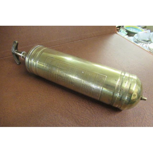 19 - ANTIQUE BRASS FIRE EXTINGUISHER