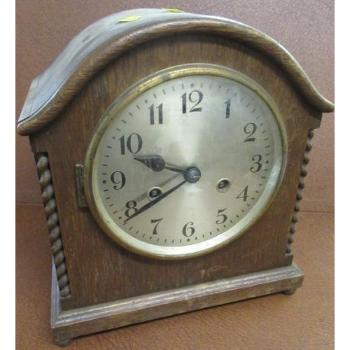 3 - OAK CASED MANTLE CLOCK