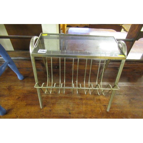 1164 - RETRO METAL AND GLASS MAGAZINE RACK