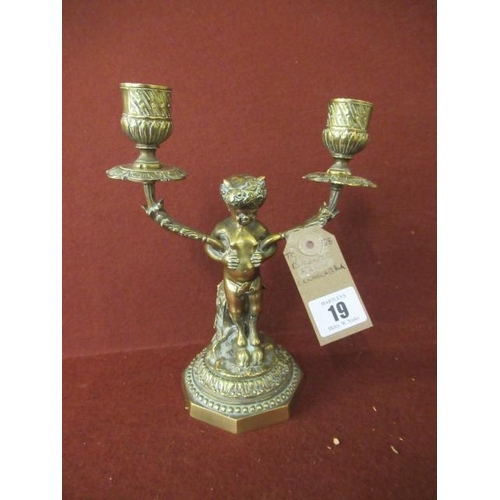 19 - BRONZE FAUN CANDELABRUM