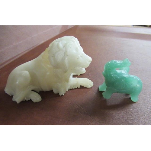 329 - JADE ELEPHANT AND A MODEL LION