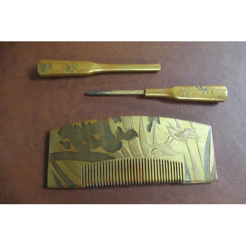 332 - JAPANESE KUSHI AND KOGAI HAIR COMB SET