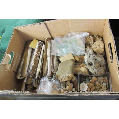 354 - BOX OF GEOLOGICAL SPECIMENS ETC