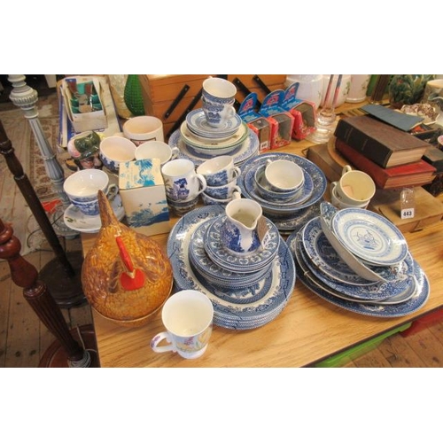 452 - LARGE QUANTITY OF BLUE AND WHITE AND OTHER CERAMICS