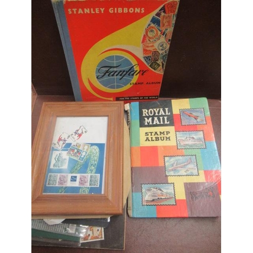 719 - BOX INCLUDING ROYAL MAIL AND STANLEY GIBBONS STAMP ALBUMS ETC