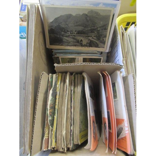 729 - BOX OF CIGARETTE CARDS AND POSTCARDS