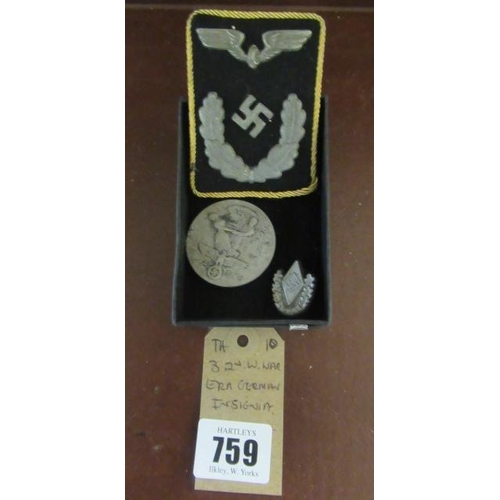 759 - THREE WWII   GERMAN INSIGNIA