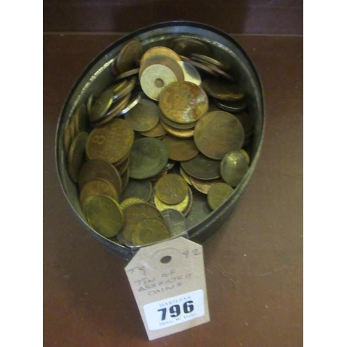 796 - TIN OF ASSORTED COINS