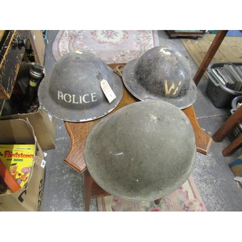 1 - THREE MILITARY HELMETS