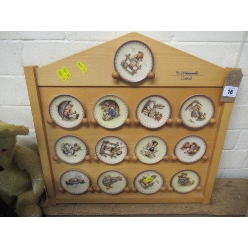 16 - THIRTEEN MINIATURE GOEBEL PLATES ON STANDS