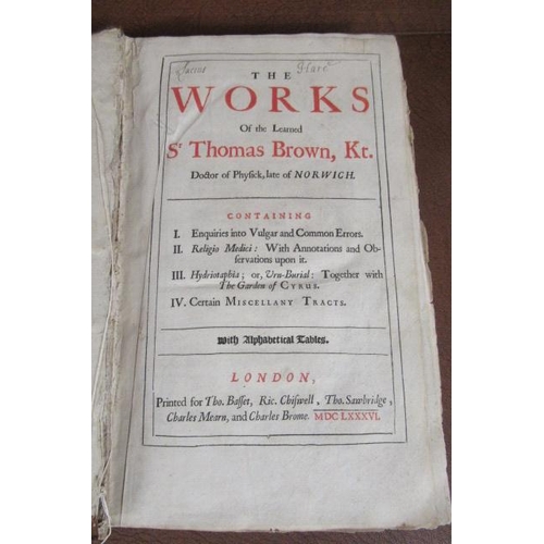 301 - WORKS OF SIR THOMAS BROWN DATED 1686