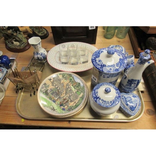 414 - TRAY OF ROYAL WORCESTER AND SPODE CERAMICS