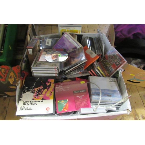 424 - BOX OF CDS  DVDS ETC