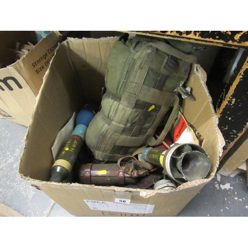 56 - BOX OF MILITARY ITEMS