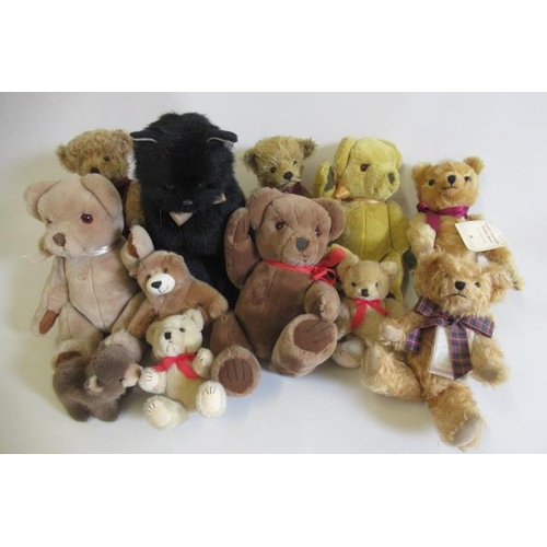 153 - Twelve teddies, comprising four Past Times bears, three with certificates, three Real Soft Toys bear... 