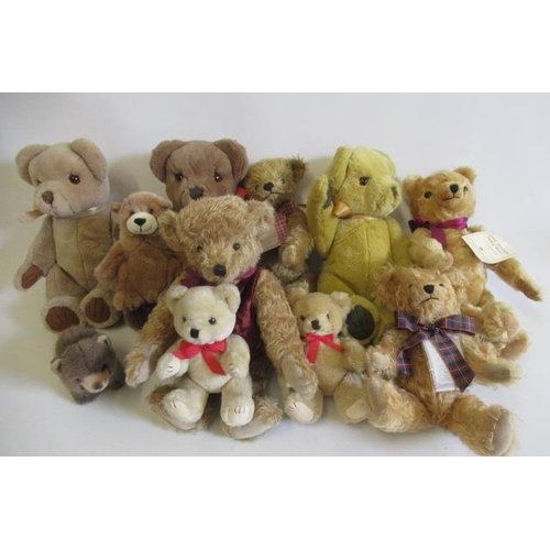 153 - Twelve teddies, comprising four Past Times bears, three with certificates, three Real Soft Toys bear... 