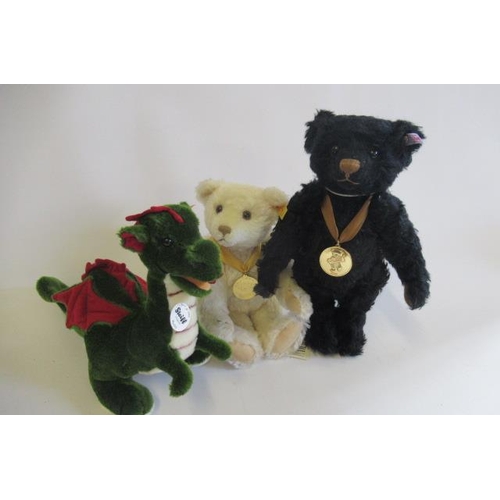 162 - Three boxed Steiff toys, comprising Rocky the dragon, a Millenium teddy bear and a 2014 bear, all wi... 