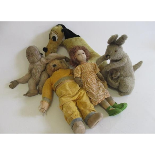 163 - Five vintage soft toys, comprising a 20