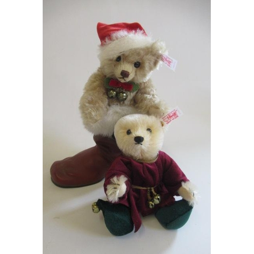 170 - Four Christmas Steiff bears, comprising a boxed Father Christmas with Pony Sledge, a boxed teddy bea... 