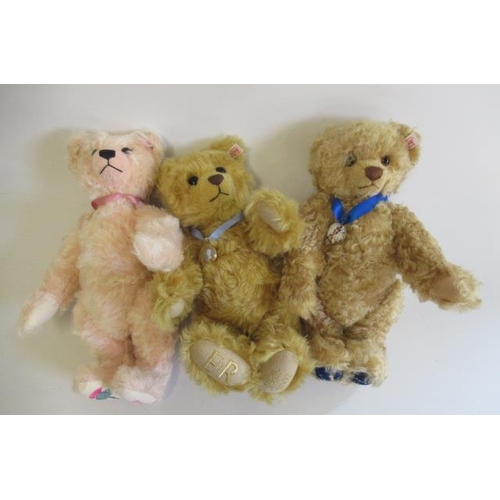 171 - Three boxed Steiff Royal edition teddy bears, comprising a Coronation bear, a Queen Mother bear and ... 