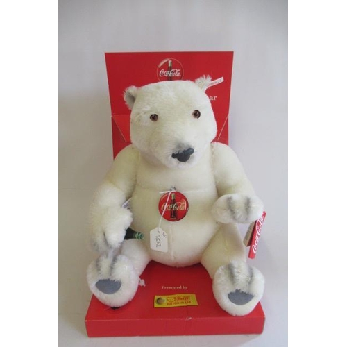 172 - Three Steiff Coca-Cola edition bears, comprising a boxed Polar Bear Cub, a boxed Santa and a Polar B... 