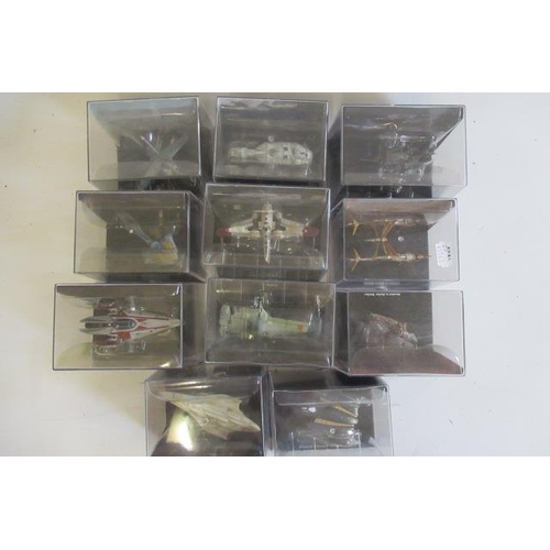 221 - Eleven De-Agostini Starwars model vehicles comprising V-wing, AT-RT Walker, Starfighter T-16, Turbo ... 