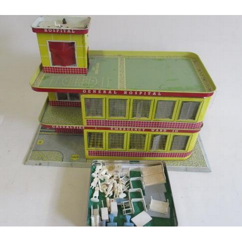 281 - Mettoy tin printed hospital related to the 1960's television series Emergency Ward 10, complete with... 