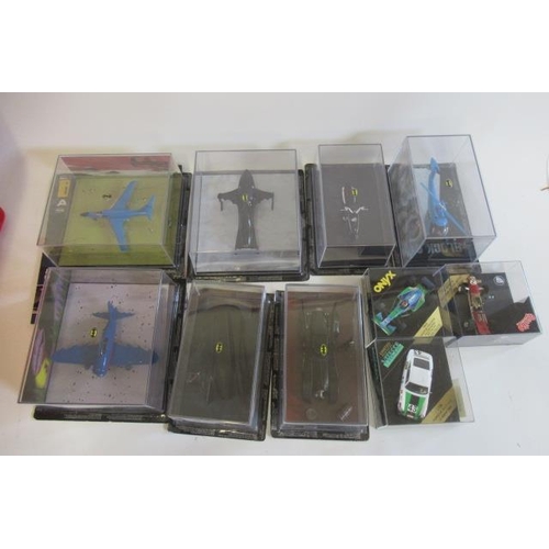 484 - Eaglemoss Batman vehicles including Bat-plane, Bat motorbike and Batmobile, and Quartzo race cars, a... 