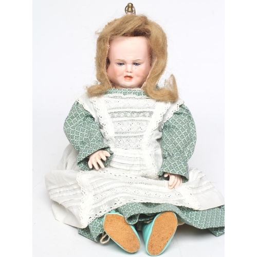 58 - A Carl Bergner three faced bisque head doll, with sleeping, laughing and crying faces, glass fixed e... 