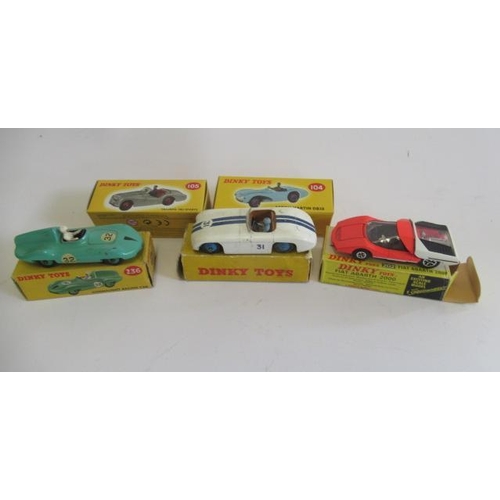 612 - Dinky 236 Connaught Race Car in green, 133 Cunningham C-5R Race Car, 202 Fiat Abarth 2000, all items... 