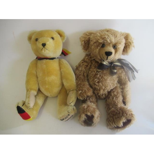 127 - Two collectors teddies comprising a Shirden teddy with grey glass eyes, grey plush and growl, and a ... 