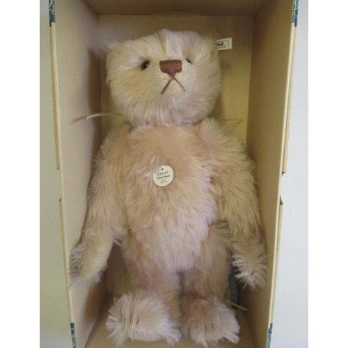 133 - A boxed Steiff replica 1927 teddy Rose, with pink plush, growl, ear button, ear label and certificat... 