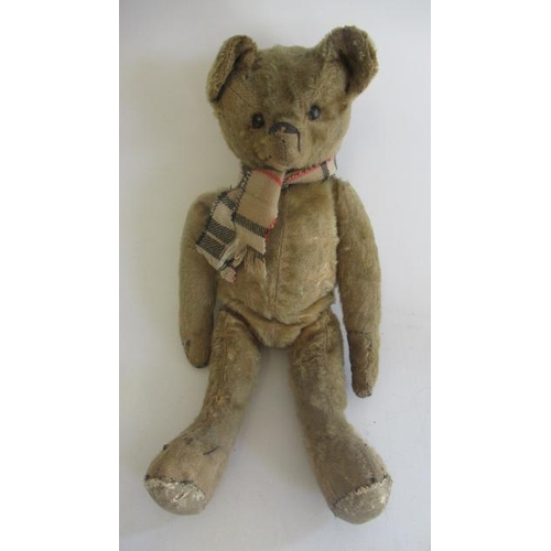 148 - A rare grey mohair teddy, with amber glass eyes, sewn nose, jointed body and fabric pads, 20