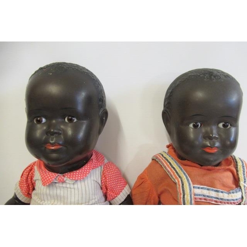 33 - Two Hugo Wiegand composition socket head dolls, both with moulded hair, sleeping eyes, closed mouths... 