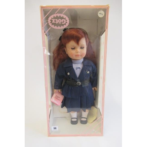 98 - A boxed Gotz Fergie doll, with blue sleeping eyes, auburn hair and engagement suit, box 23 1/4