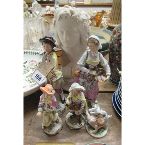 108 - PAIR OF SAMSON PORCELAIN FIGURES AND THREE OTHERS